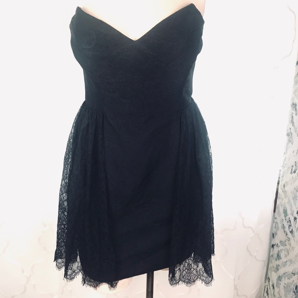 Lace Strapless Dress, Sz 6 Black Goth Devilcore Whimsigoth Witchy Dark Fairy